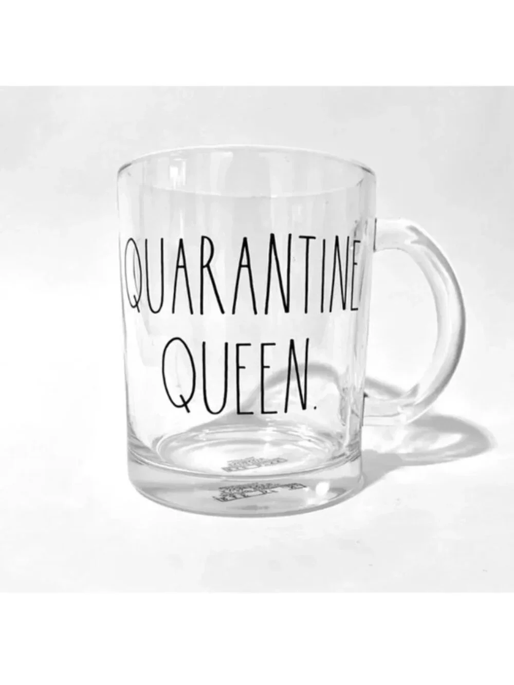 Rae Dunn Quarantine Queen Clean Mug Clear Glass Coffee Tea Set New in Box Rare